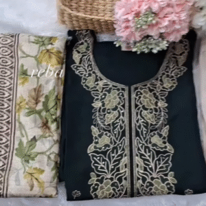 Elegant Green Embroidered Chudithar Set front view