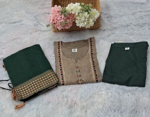 Elegant Green Embroidered Chudithar Set