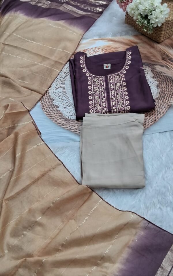 Elegant Plum Embroidered Chudithar Set