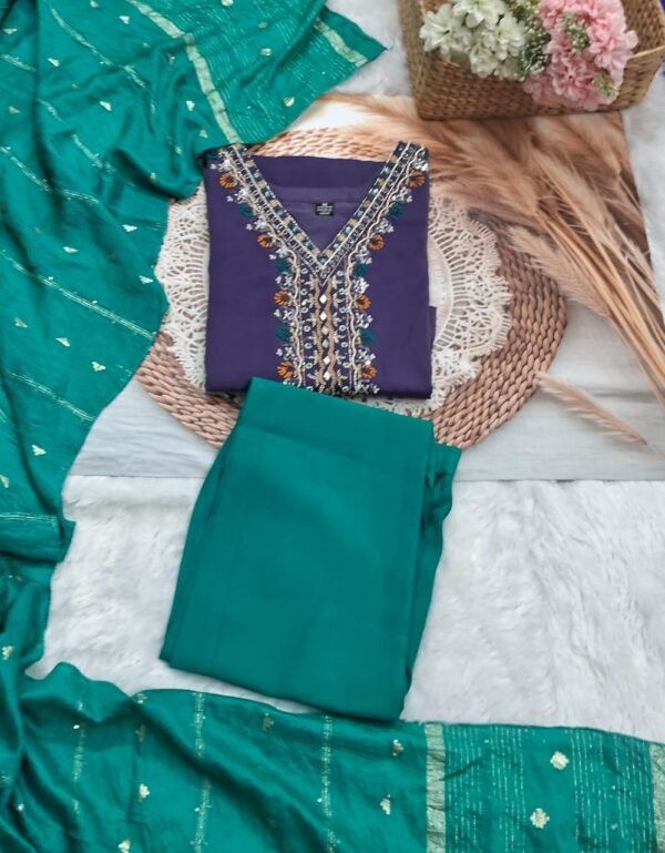Majestic Plum & Teal Chudidhar Set