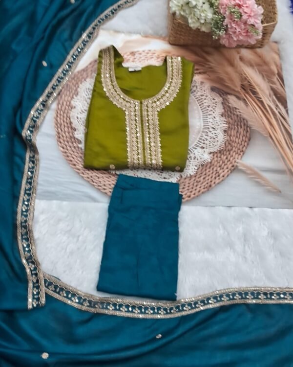 Gold & Olive Contrast Chudidhar Set